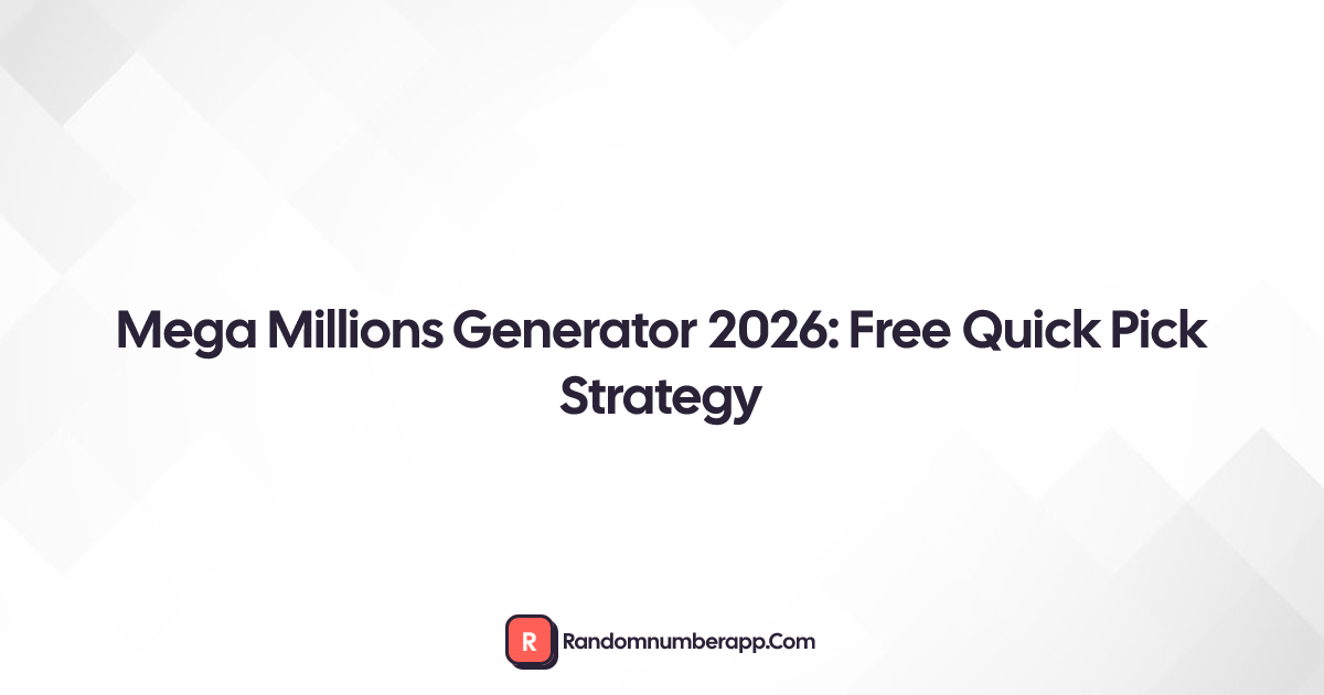 Mega Millions Generator 2026: Free Quick Pick + Strategy